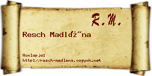 Resch Madléna névjegykártya